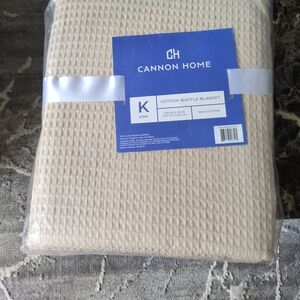 Cannon Home Beige Cotton Waffle Blanket